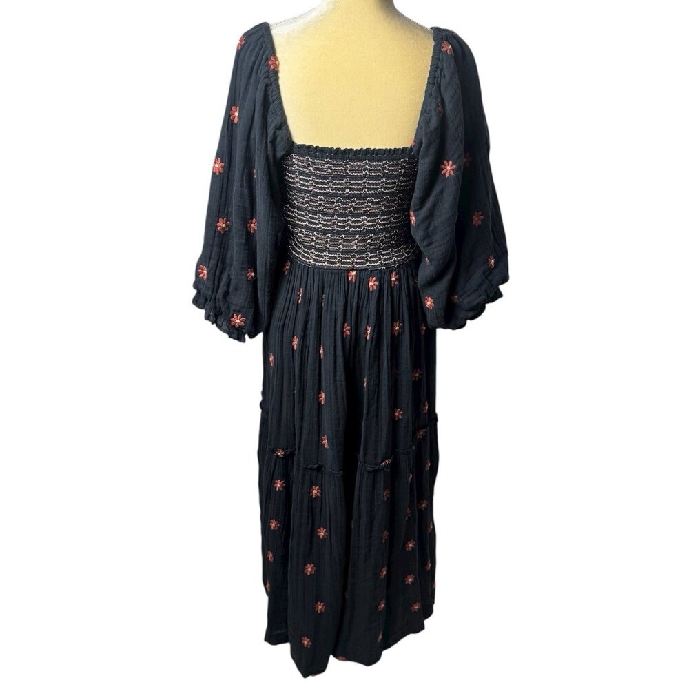 Free People‎ Dahlia Embroidered Maxi Dress Puff Sleeve Cottagecore Milk Maid M - Picture 7 of 13
